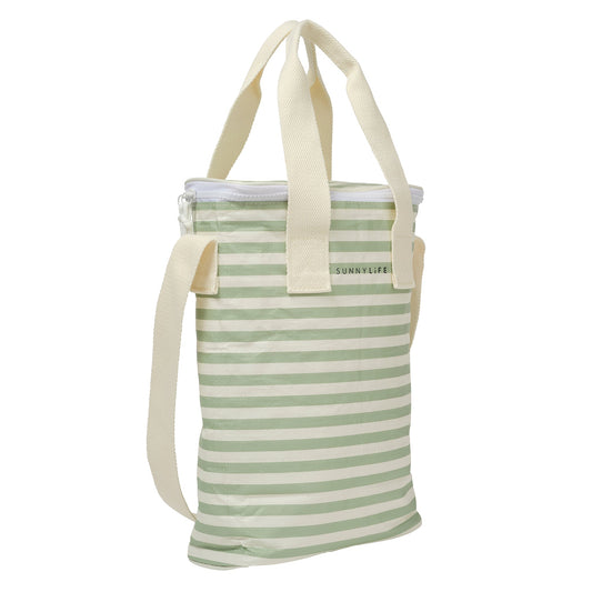 Light Cooler Drinks Bag - Sea Sage Stripe