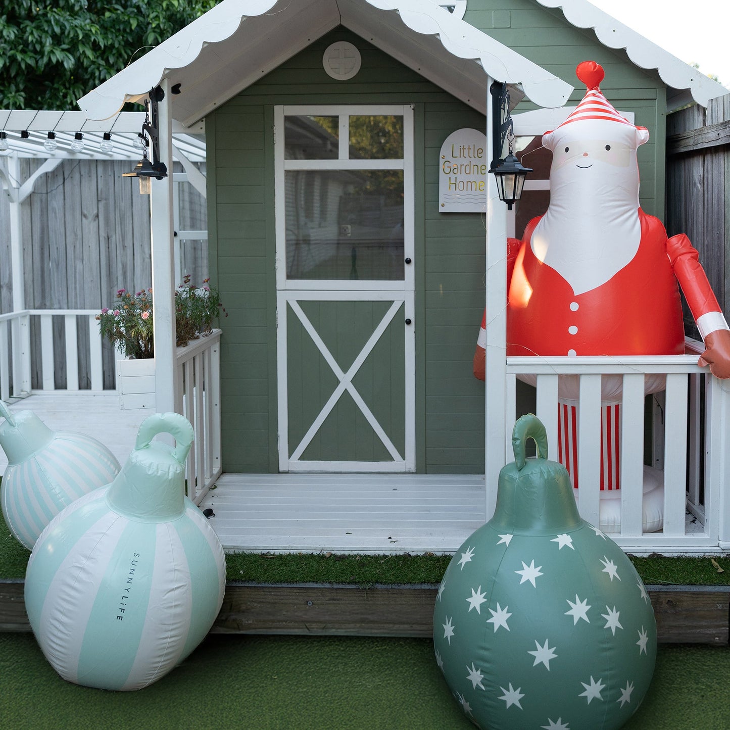 SUNNYLiFE Light Up Christmas Baubles Green Set of 3