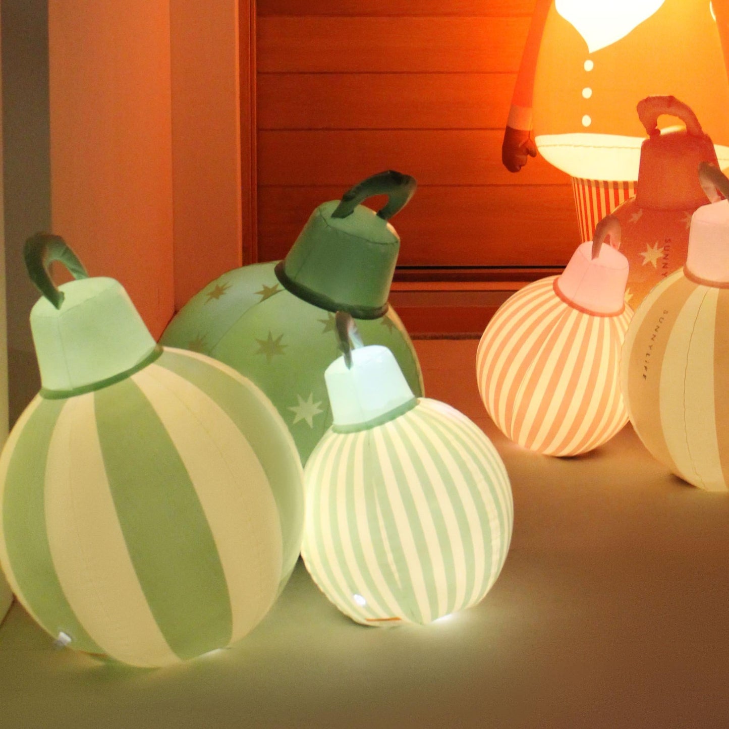 SUNNYLiFE Light Up Christmas Baubles Green Set of 3