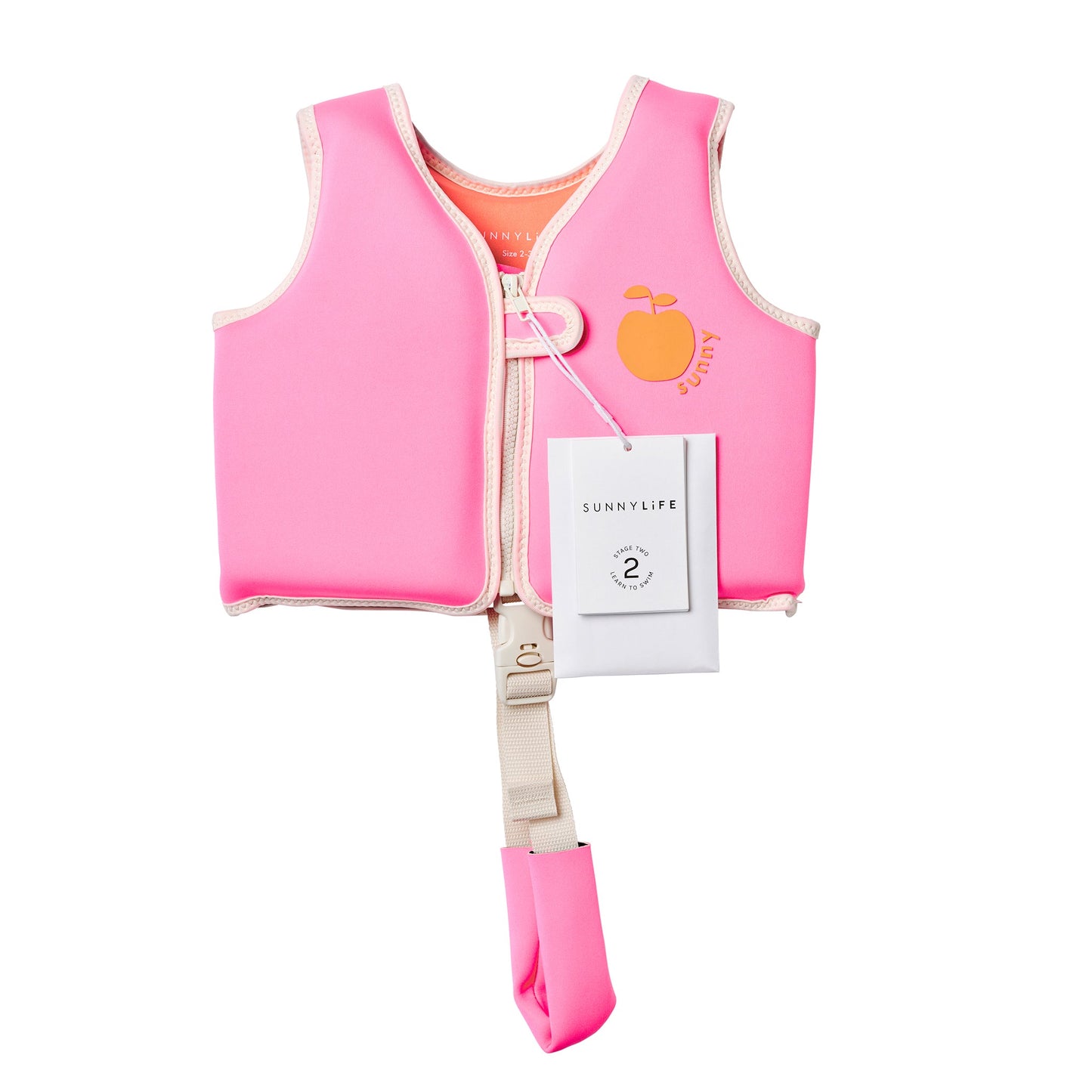 Kids Swim Vest 2-3 - Poppy the Peach Neon Pink