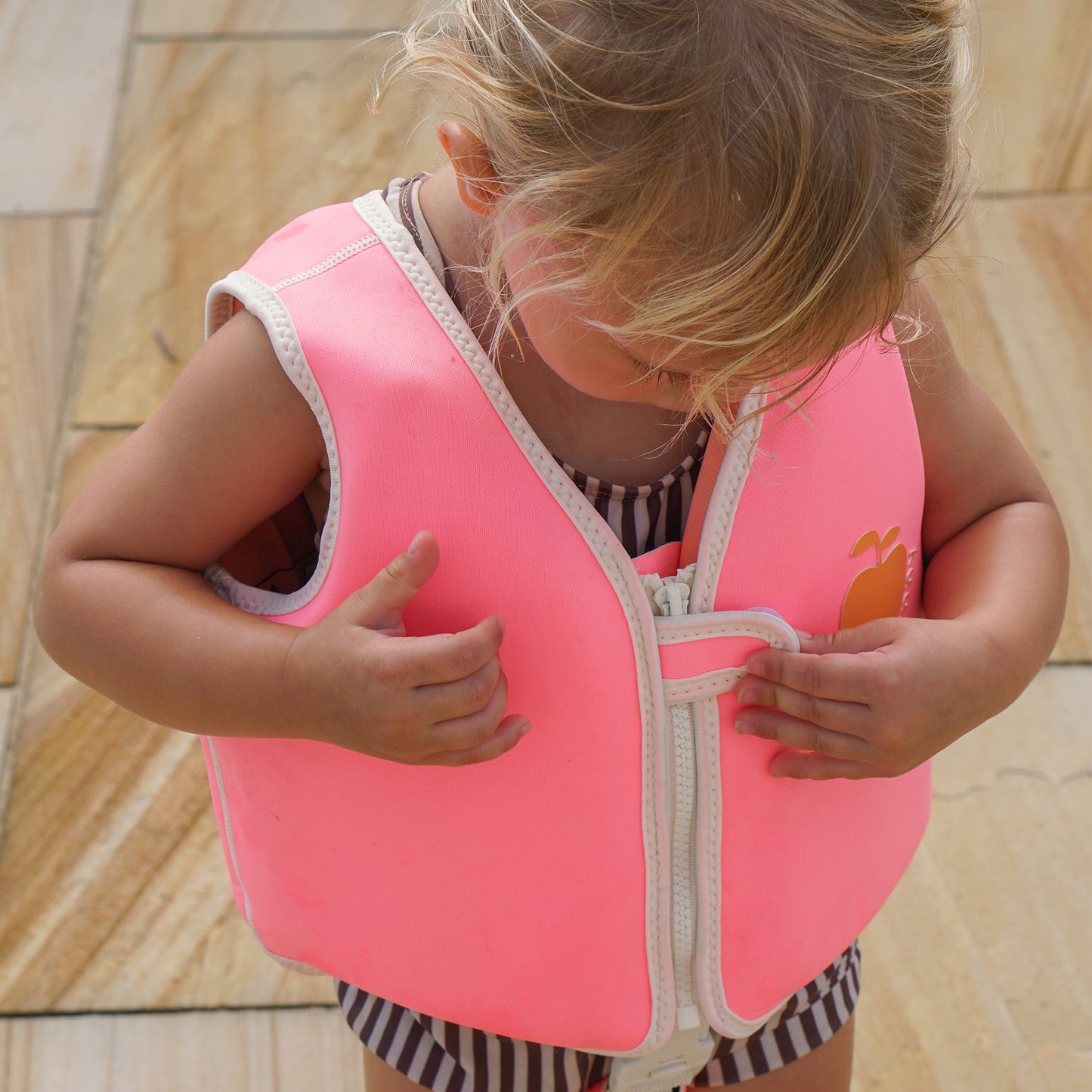 Kids Swim Vest 2-3 - Poppy the Peach Neon Pink