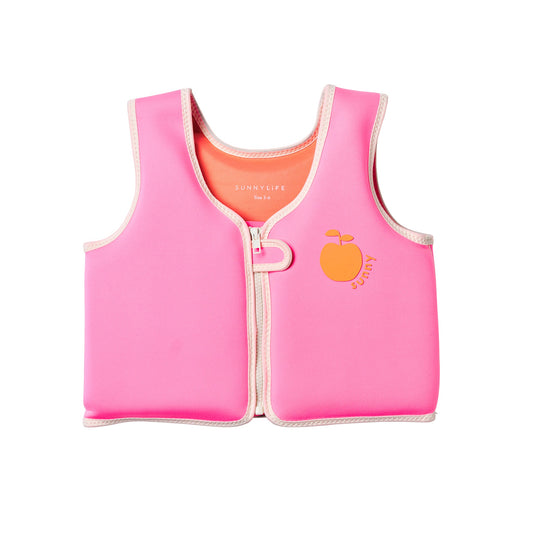 Kids Swim Vest 3-6 - Poppy the Peach Neon Pink