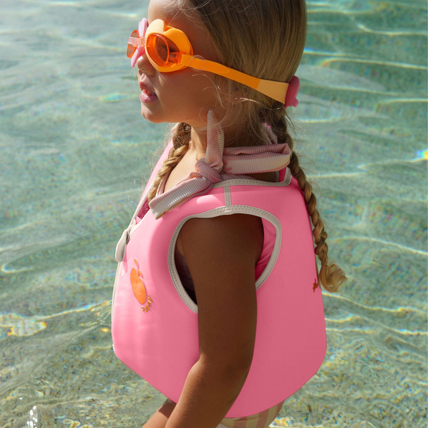Kids Swim Vest 3-6 - Poppy the Peach Neon Pink