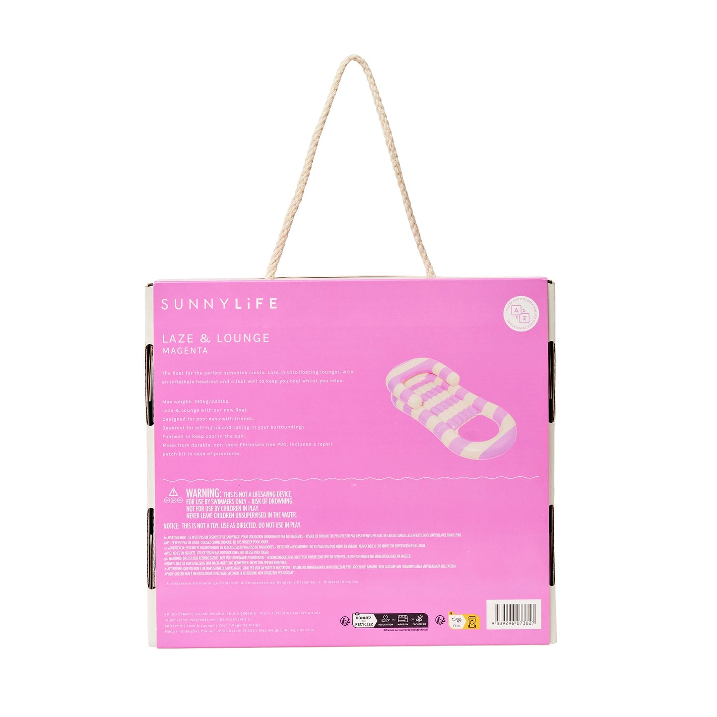 Laze & Lounge Float - Pool Party Magenta Stripe