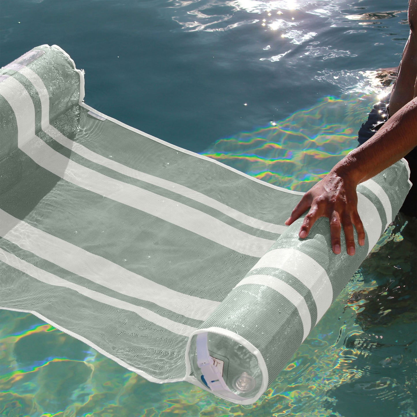Mesh Hammock Float - Seagrass Stripe