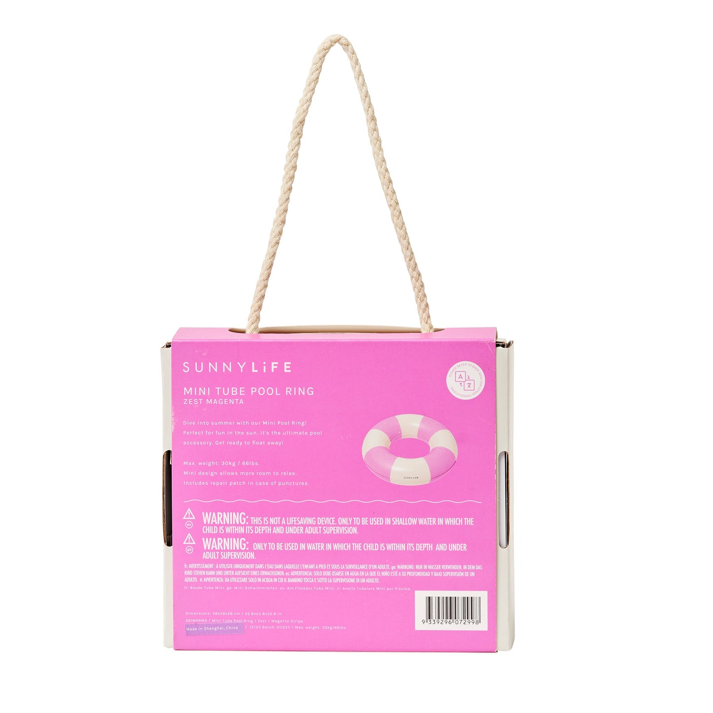 Mini Tube Pool Ring - Pool Party Magenta Stripe