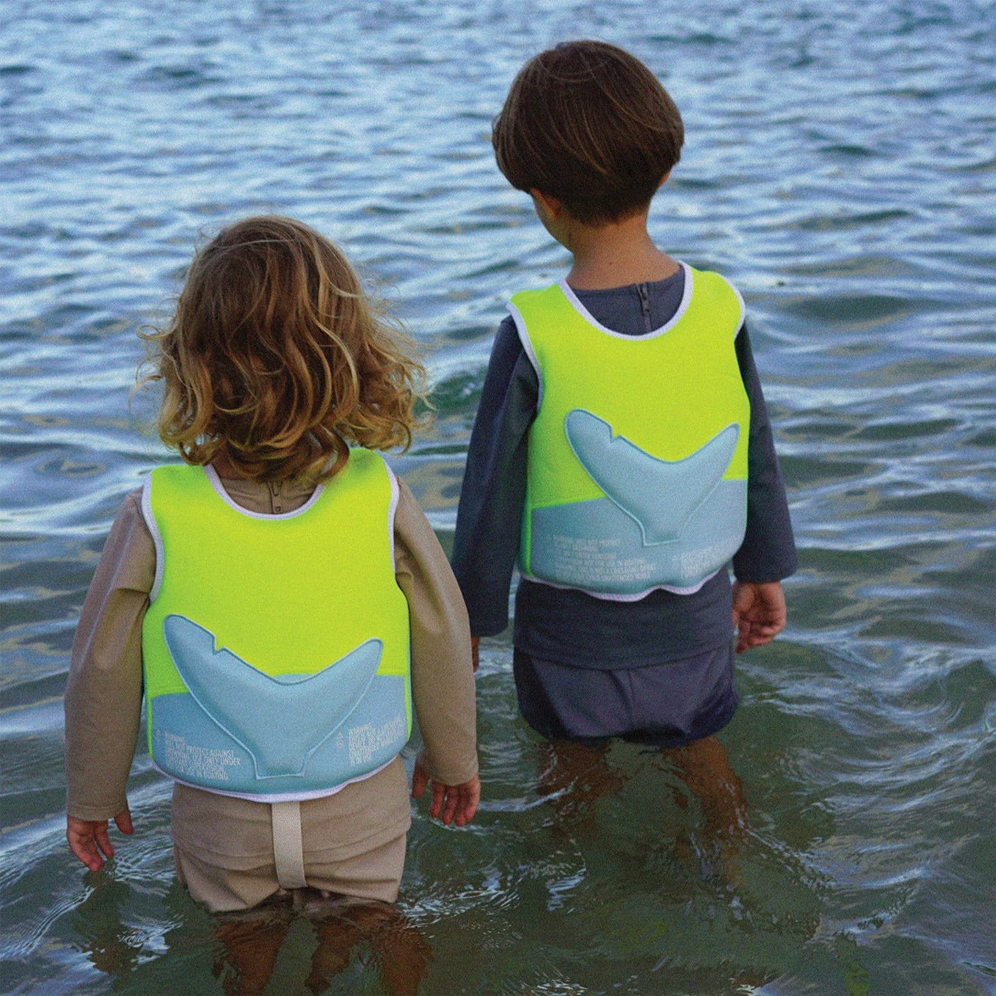 Kids Swim Vest 1-2 - Salty the Shark Neon Yellow