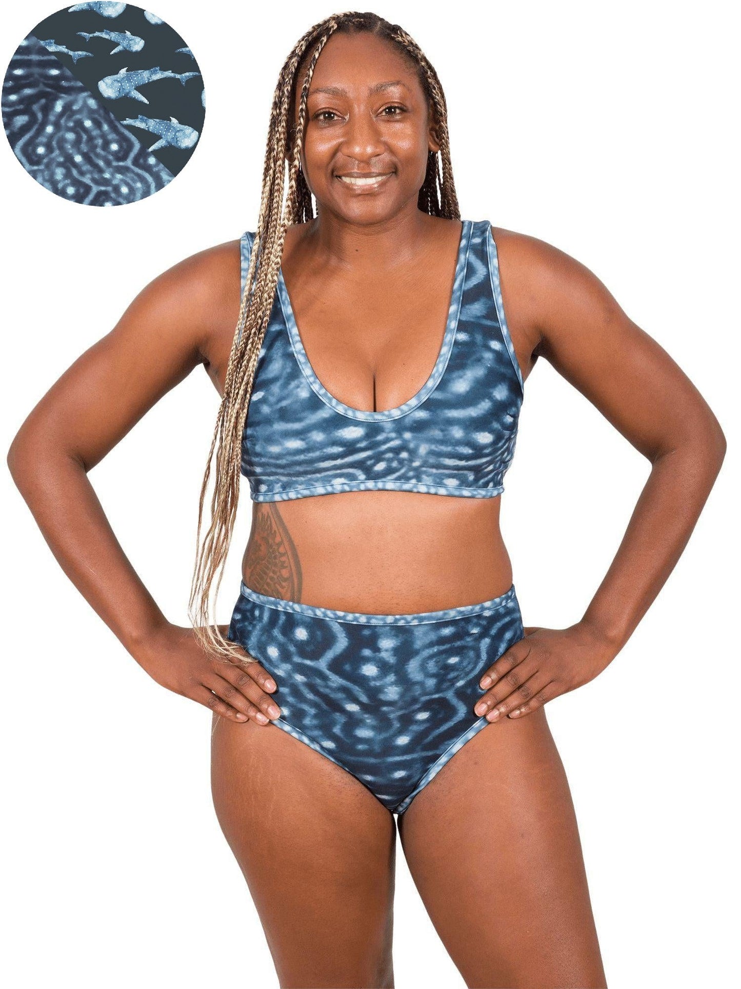 Whale Shark Warrior Reversible Scoop Bikini Top