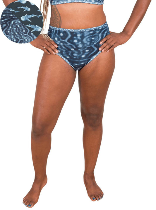 Whale Shark Warrior Reversible High-Waisted Bikini Bottom