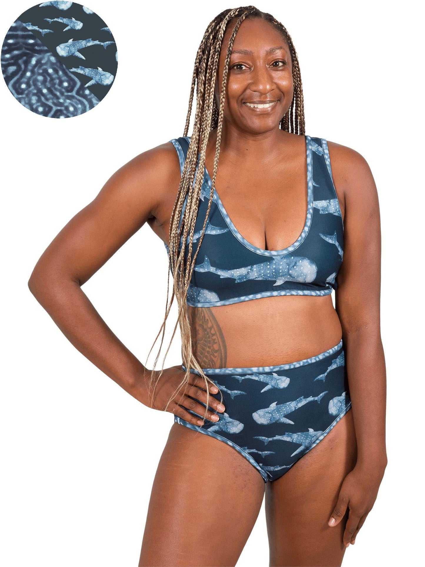 Whale Shark Warrior Reversible Scoop Bikini Top