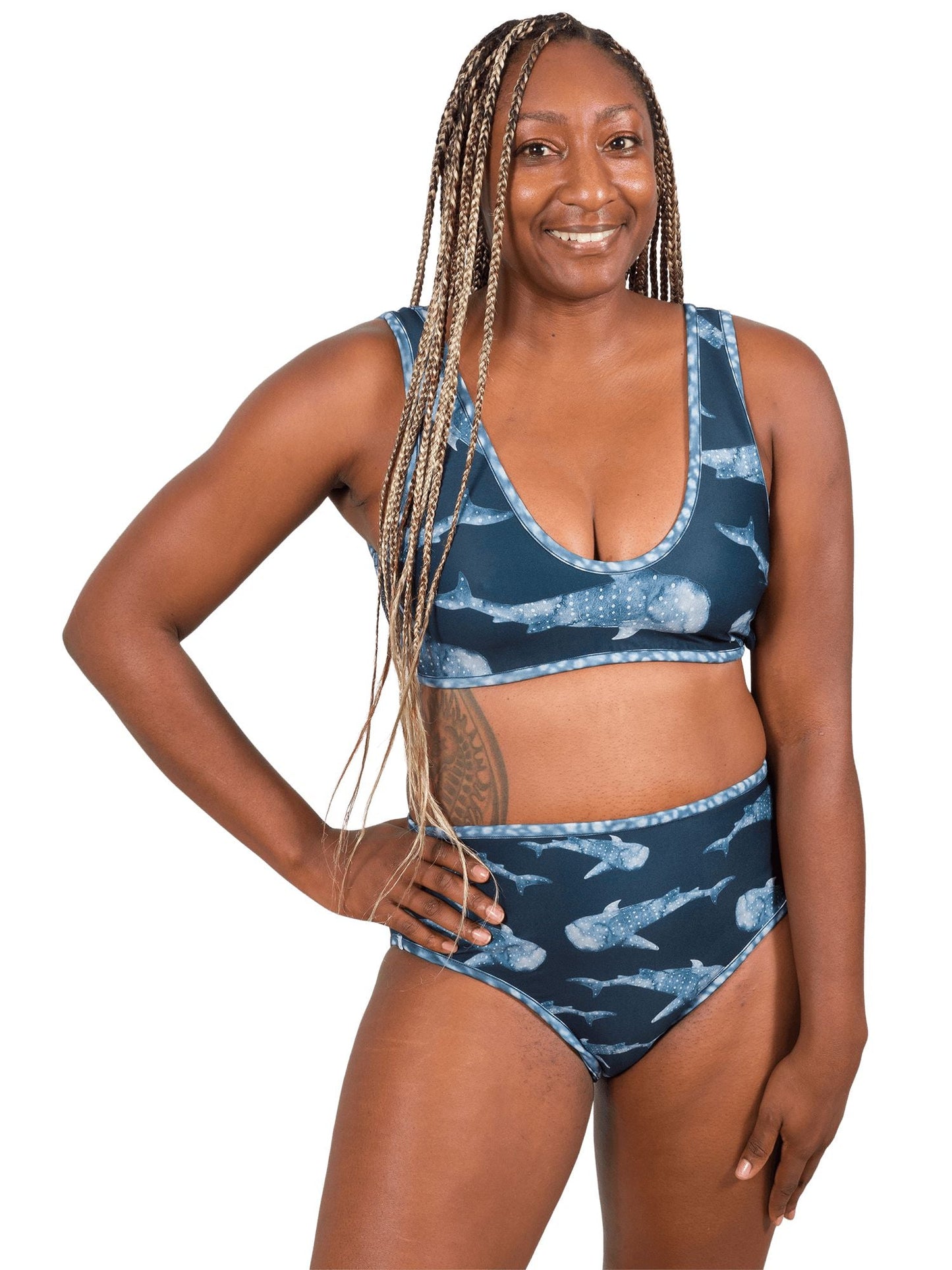 Whale Shark Warrior Reversible High-Waisted Bikini Bottom