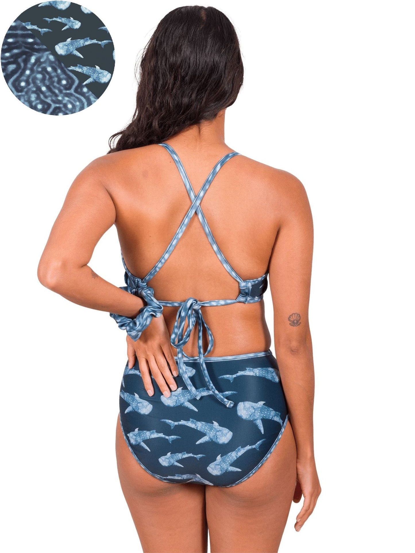 Whale Shark Warrior Reversible String Bikini Top