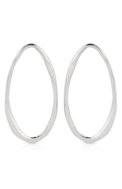 Hammered Large Oval Earrings