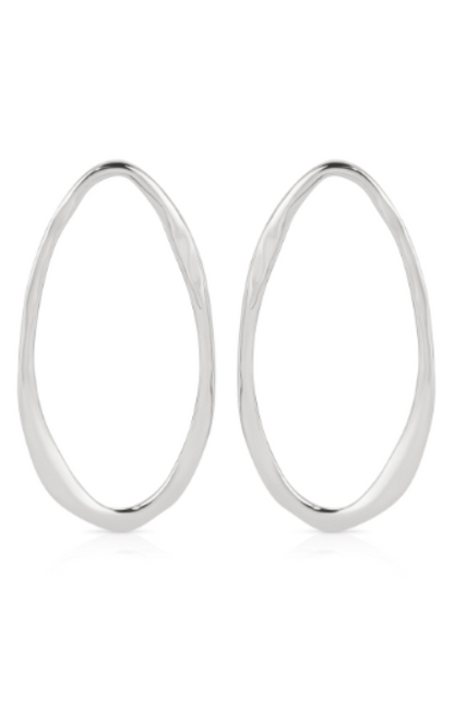 Hammered Large Oval Earrings