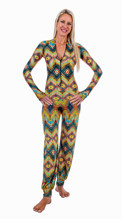 Sun-Protective Long-Sleeve Swimsuit - Tiger Lily
