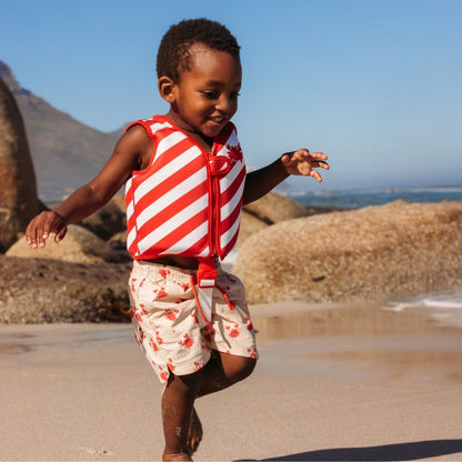 Swim Shorts -  Red/Beige - Crabby