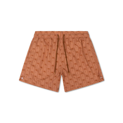Swim Shorts - Brown - Palm Stripe - Adult