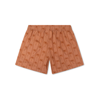 Swim Shorts - Brown - Palm Stripe
