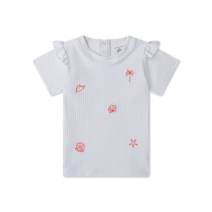 Swim Shirt Short Sleeves - White - White Pearl