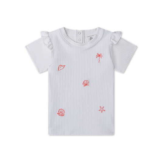 Swim Shirt Short Sleeves - White - White Pearl