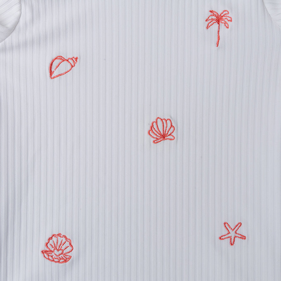 Swim Shirt Short Sleeves - White - White Pearl
