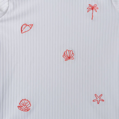 Swim Shirt Short Sleeves - White - White Pearl