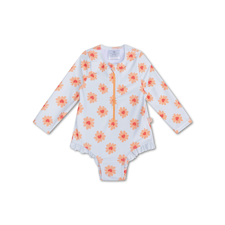 UV Swimsuit Girls With Long Sleeves - Multicolor - Floral Love