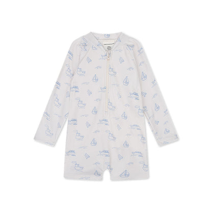 UV Swimsuit Boys - Beige/Blue - Seas The Day