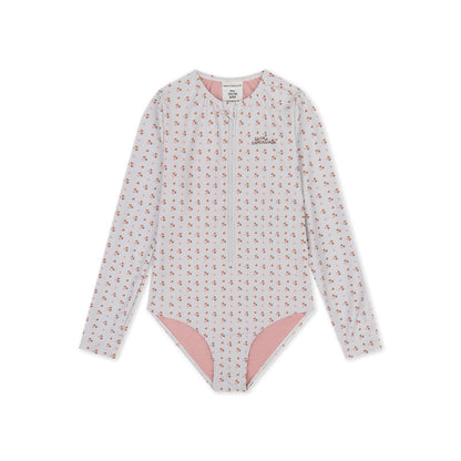 UV Swimsuit Girls With Long Sleeves - Old Pink - Cozy Hearts