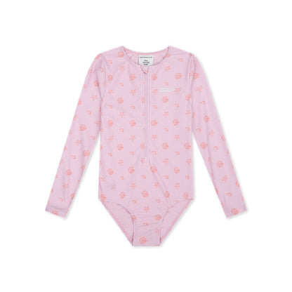 UV Swimsuit Girls With Long Sleeves - Pink - Shell Tastic