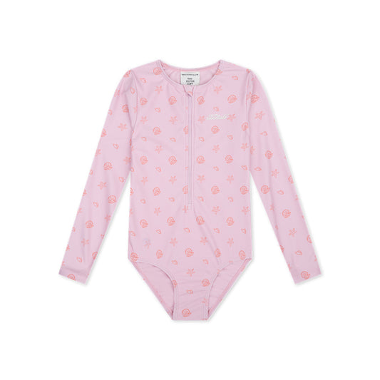 UV Swimsuit Girls With Long Sleeves - Pink - Shell Tastic
