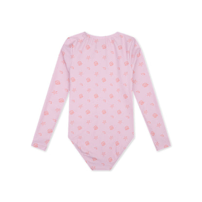 UV Swimsuit Girls With Long Sleeves - Pink - Shell Tastic