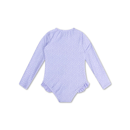 UV Swimsuit Girls With Long Sleeves - Lila - Leopard