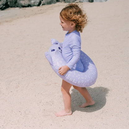 UV Swimsuit Girls With Long Sleeves - Lila - Leopard