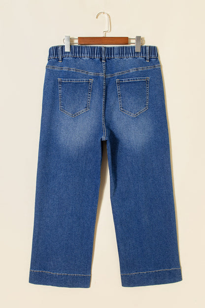 Light Blue Acid Wash Contrast Lace-up Plus Size Jeans