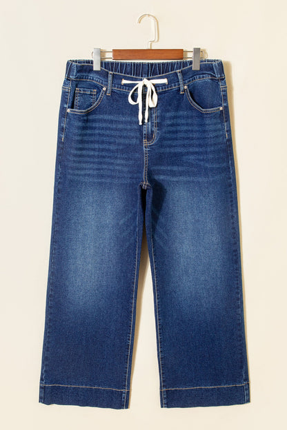 Light Blue Acid Wash Contrast Lace-up Plus Size Jeans