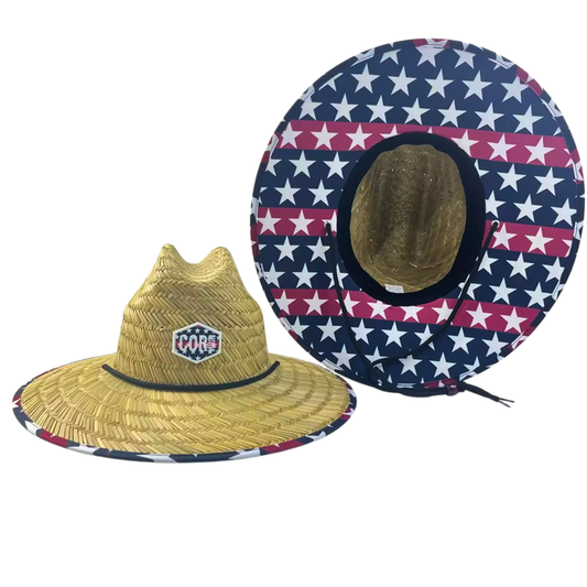 Straw Lifeguard Sun Hats for Adults - Patriotic