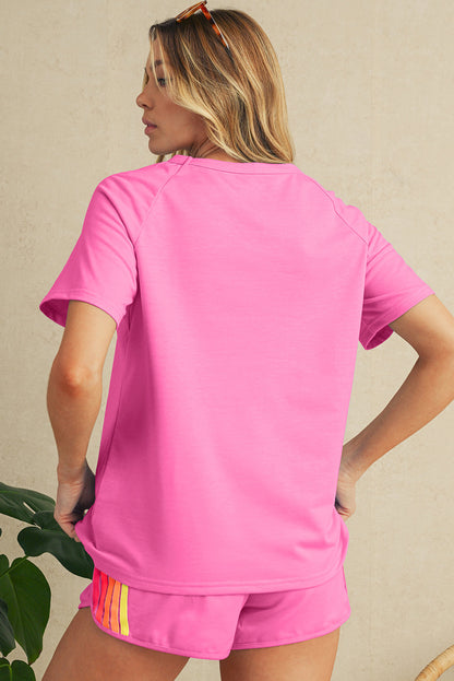 Beau Blue Colorful Striped Casual Tee