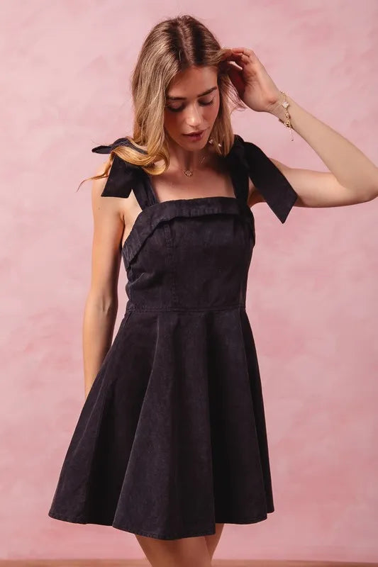 SO ME Fit and Flare Washed Gameday Dress