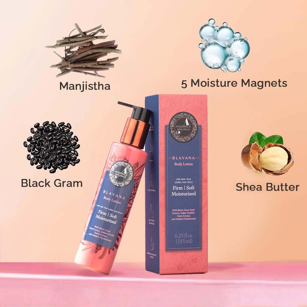 Blavana Body Lotion - Moisturizes, Softens, Firms Dry, Aging, Crepey Skin - Revolutionary Formula with Black Gram - Best Body Lotion for Mature Body Skin - With Clinically Proven Ingredients - Pack of 2