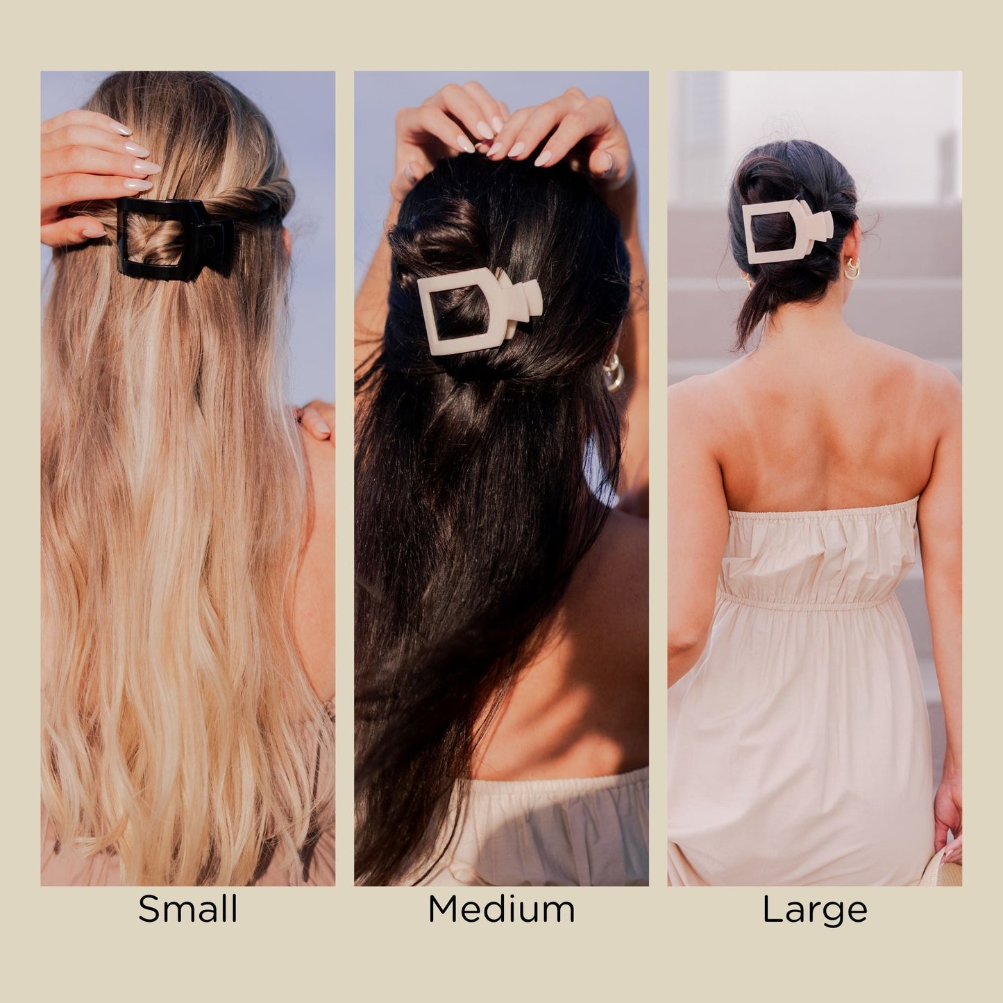 Almond Beige Small Flat Square Hair Clip