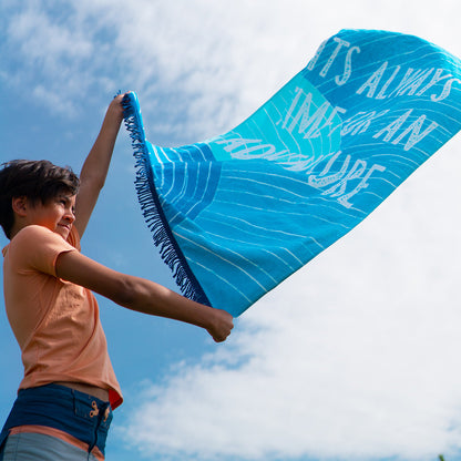 Blue Currents Kids' Beach Towel – "It's Always Time for an Adventure"
