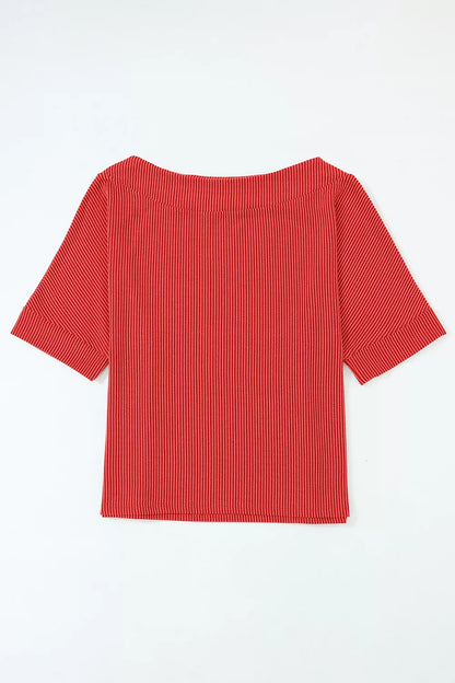 Ribbed Knit Off-Shoulder Blouse