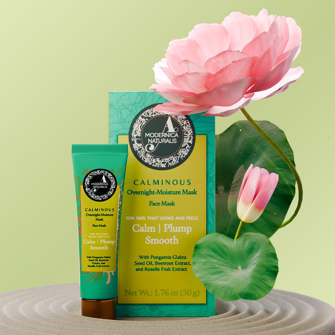 Calminous Overnight-Moisture Mask – Plumps, Soothes & Moisturizes Dull, Dry, Aging Skin - Potent Ayurvedic Formula with Sacred Lotus and Roselle – Best Overnight Mask for Mature Skin – With Clinically Tested Ingredients