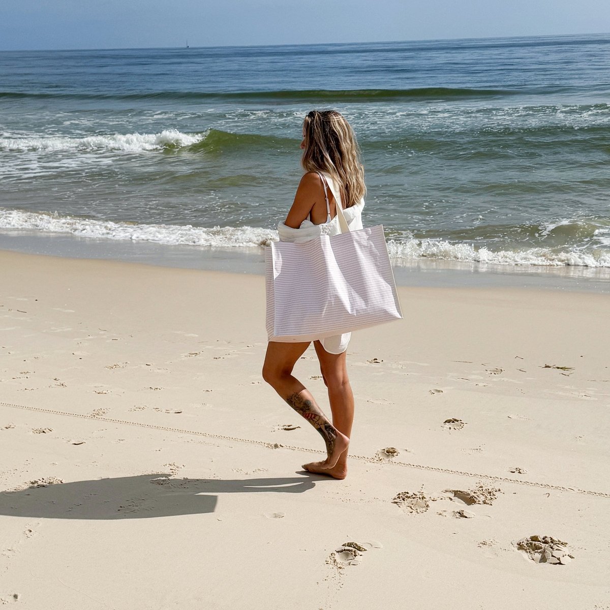Carryall Beach Bag - Lazy Days Pink Stripe
