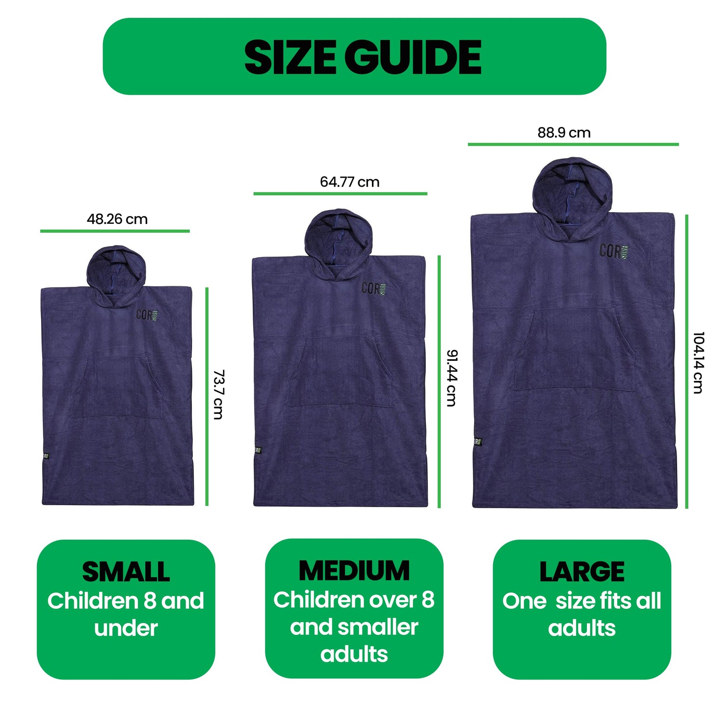 Changing Towel Poncho | Solid Colors | Medium and Large