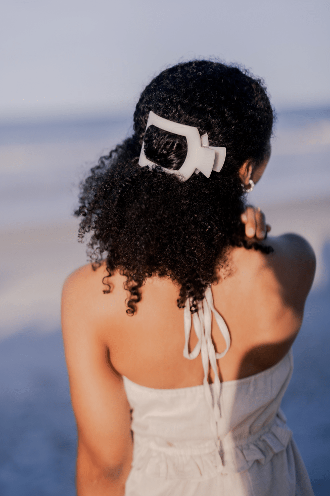 Coconut White Large Flat Square Hair Clip