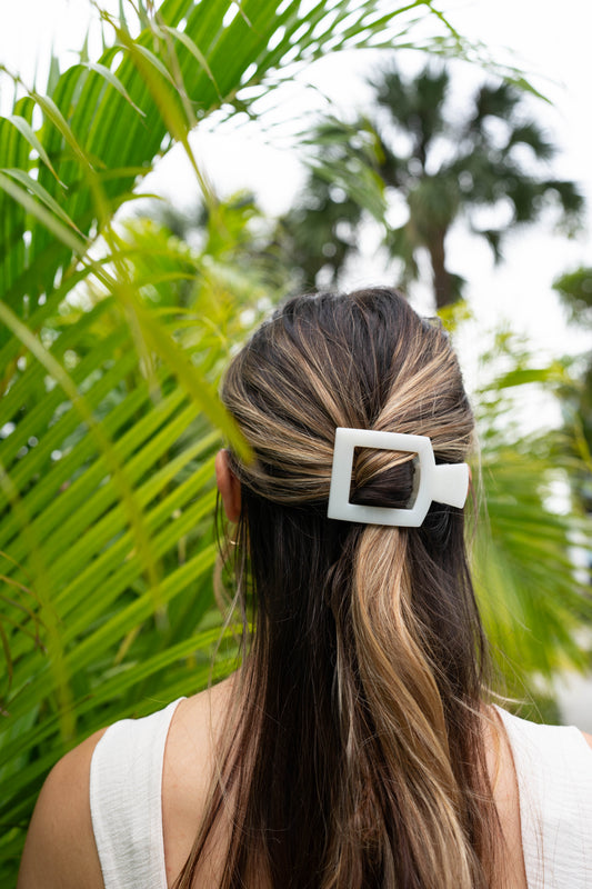 Coconut White Medium Flat Square Hair Clip