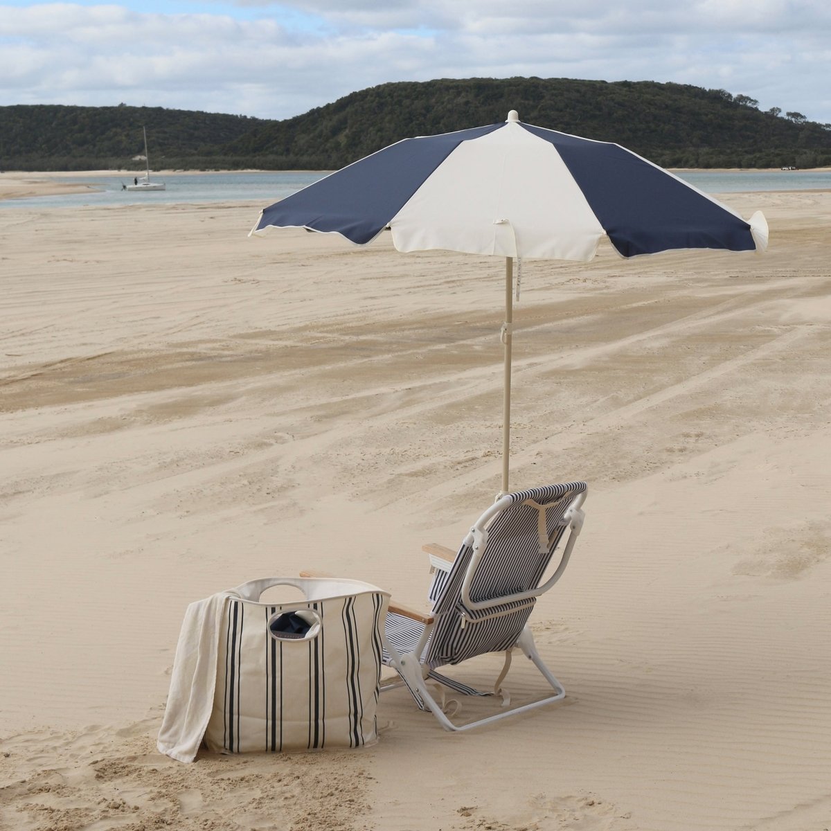Compact Beach Umbrella - Marine Stripe