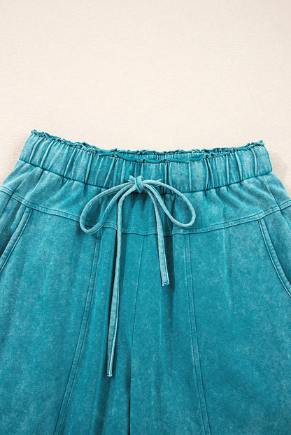 Wild Ginger  Mineral Wash Knot High Waist Raw Hem Pants